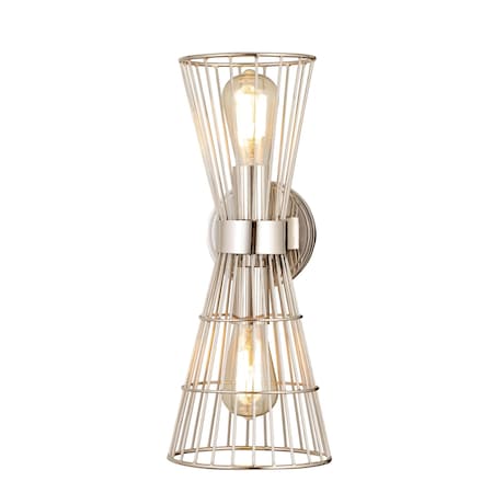 Z-Lite Alito 2 Light Wall Sconce, Polished Nickel & Polished Nickel 6015-2S-PN